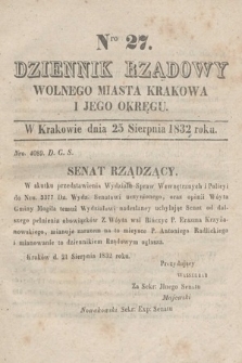 Dziennik Rządowy Wolnego Miasta Krakowa i Jego Okręgu. 1832, nr 27