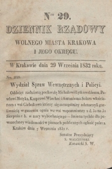 Dziennik Rządowy Wolnego Miasta Krakowa i Jego Okręgu. 1832, nr 29
