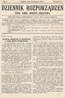 Dziennik Rozporządzeń Stoł. Król. Miasta Krakowa. 1930, nr 8