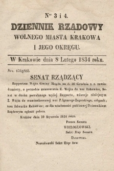 Dziennik Rządowy Wolnego Miasta Krakowa i Jego Okręgu. 1834, nr 3-4