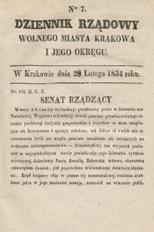 Dziennik Rządowy Wolnego Miasta Krakowa i Jego Okręgu. 1834, nr 7