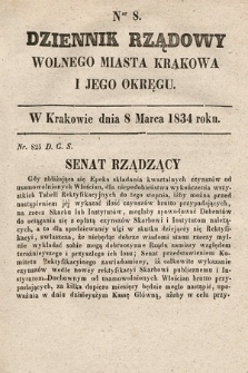 Dziennik Rządowy Wolnego Miasta Krakowa i Jego Okręgu. 1834, nr 8