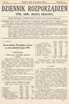 Dziennik Rozporządzeń Stoł. Król. Miasta Krakowa. 1930, nr 12