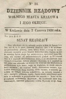 Dziennik Rządowy Wolnego Miasta Krakowa i Jego Okręgu. 1834, nr 24