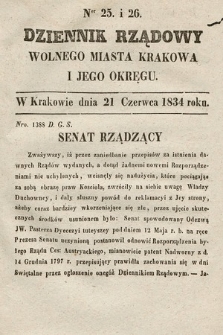 Dziennik Rządowy Wolnego Miasta Krakowa i Jego Okręgu. 1834, nr 25-26