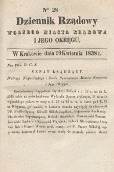 Dziennik Rządowy Wolnego Miasta Krakowa i Jego Okręgu. 1838, nr 28