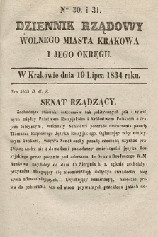 Dziennik Rządowy Wolnego Miasta Krakowa i Jego Okręgu. 1834, nr 30-31
