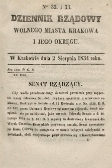 Dziennik Rządowy Wolnego Miasta Krakowa i Jego Okręgu. 1834, nr 32-33