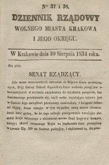 Dziennik Rządowy Wolnego Miasta Krakowa i Jego Okręgu. 1834, nr 37-38