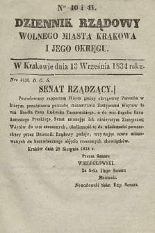 Dziennik Rządowy Wolnego Miasta Krakowa i Jego Okręgu. 1834, nr 40-41