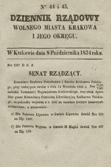 Dziennik Rządowy Wolnego Miasta Krakowa i Jego Okręgu. 1834, nr 44-45