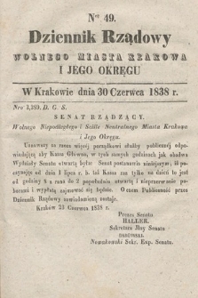 Dziennik Rządowy Wolnego Miasta Krakowa i Jego Okręgu. 1838, nr 49