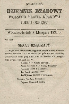 Dziennik Rządowy Wolnego Miasta Krakowa i Jego Okręgu. 1834, nr 47-48