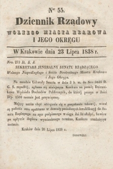 Dziennik Rządowy Wolnego Miasta Krakowa i Jego Okręgu. 1838, nr 55