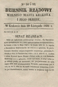 Dziennik Rządowy Wolnego Miasta Krakowa i Jego Okręgu. 1834, nr 51-52