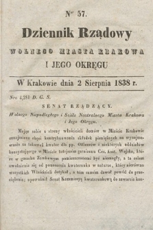 Dziennik Rządowy Wolnego Miasta Krakowa i Jego Okręgu. 1838, nr 57