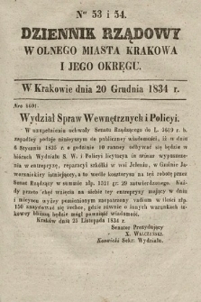 Dziennik Rządowy Wolnego Miasta Krakowa i Jego Okręgu. 1834, nr 53-54