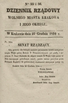 Dziennik Rządowy Wolnego Miasta Krakowa i Jego Okręgu. 1834, nr 55-56
