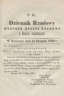 Dziennik Rządowy Wolnego Miasta Krakowa i Jego Okręgu. 1838, nr 61