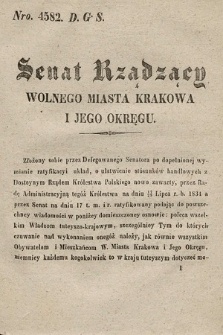 Dziennik Rządowy Wolnego Miasta Krakowa i Jego Okręgu. 1834, Senat Rządzący