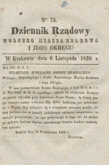 Dziennik Rządowy Wolnego Miasta Krakowa i Jego Okręgu. 1838, nr 75