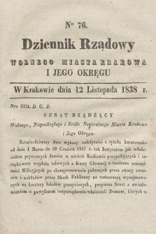 Dziennik Rządowy Wolnego Miasta Krakowa i Jego Okręgu. 1838, nr 76