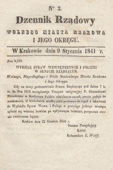 Dziennik Rządowy Wolnego Miasta Krakowa i Jego Okręgu. 1841, nr 2