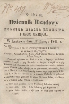 Dziennik Rządowy Wolnego Miasta Krakowa i Jego Okręgu. 1841, nr 19-20