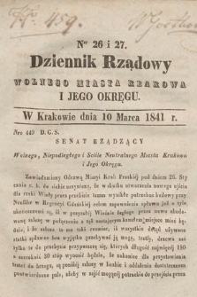 Dziennik Rządowy Wolnego Miasta Krakowa i Jego Okręgu. 1841, nr 26-27