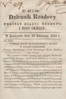 Dziennik Rządowy Wolnego Miasta Krakowa i Jego Okręgu. 1841, nr 43-44