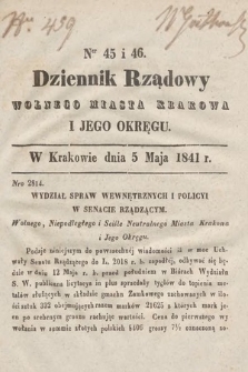 Dziennik Rządowy Wolnego Miasta Krakowa i Jego Okręgu. 1841, nr 45-46