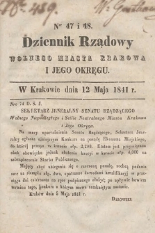Dziennik Rządowy Wolnego Miasta Krakowa i Jego Okręgu. 1841, nr 47-48