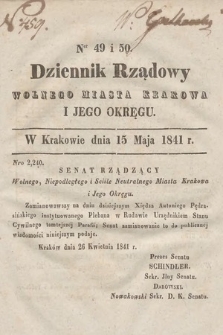 Dziennik Rządowy Wolnego Miasta Krakowa i Jego Okręgu. 1841, nr 49-50