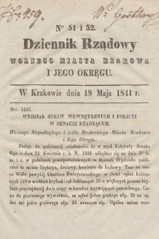 Dziennik Rządowy Wolnego Miasta Krakowa i Jego Okręgu. 1841, nr 51-52