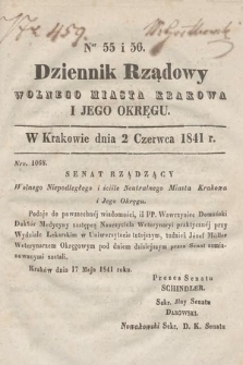 Dziennik Rządowy Wolnego Miasta Krakowa i Jego Okręgu. 1841, nr 55-56