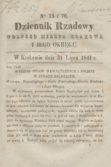 Dziennik Rządowy Wolnego Miasta Krakowa i Jego Okręgu. 1841, nr 75-76