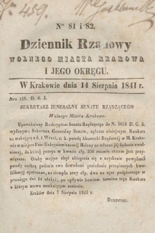 Dziennik Rządowy Wolnego Miasta Krakowa i Jego Okręgu. 1841, nr 81-82