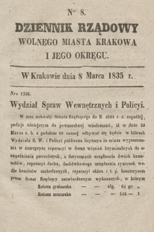 Dziennik Rządowy Wolnego Miasta Krakowa i Jego Okręgu. 1835, nr 8