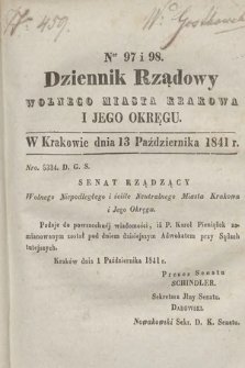 Dziennik Rządowy Wolnego Miasta Krakowa i Jego Okręgu. 1841, nr 97-98