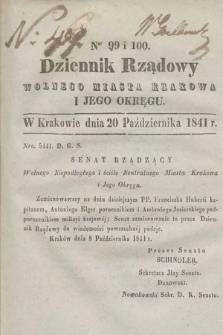 Dziennik Rządowy Wolnego Miasta Krakowa i Jego Okręgu. 1841, nr 99-100