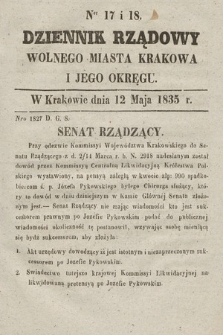 Dziennik Rządowy Wolnego Miasta Krakowa i Jego Okręgu. 1835, nr 17-18