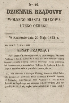 Dziennik Rządowy Wolnego Miasta Krakowa i Jego Okręgu. 1835, nr 19