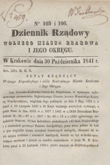 Dziennik Rządowy Wolnego Miasta Krakowa i Jego Okręgu. 1841, nr 105-106