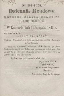 Dziennik Rządowy Wolnego Miasta Krakowa i Jego Okręgu. 1841, nr 107-108