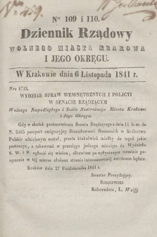 Dziennik Rządowy Wolnego Miasta Krakowa i Jego Okręgu. 1841, nr 109-110