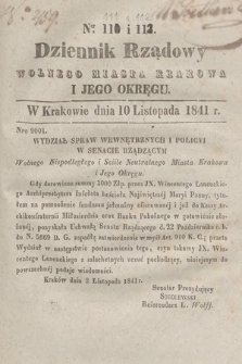 Dziennik Rządowy Wolnego Miasta Krakowa i Jego Okręgu. 1841, nr 111-112