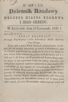 Dziennik Rządowy Wolnego Miasta Krakowa i Jego Okręgu. 1841, nr 113-114