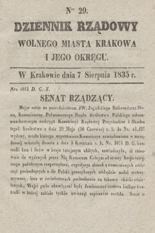 Dziennik Rządowy Wolnego Miasta Krakowa i Jego Okręgu. 1835, nr 29