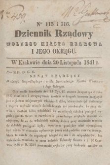 Dziennik Rządowy Wolnego Miasta Krakowa i Jego Okręgu. 1841, nr 115-116
