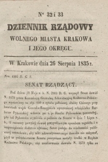 Dziennik Rządowy Wolnego Miasta Krakowa i Jego Okręgu. 1835, nr 32-33